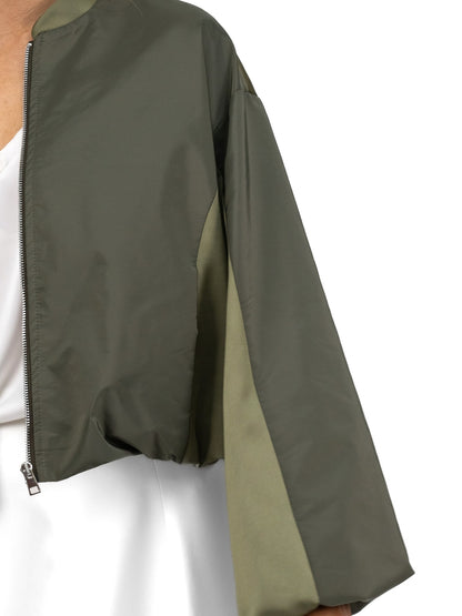 The Italian Collection Jacket Satin Bomber Jacket In Khaki From The Italian Collection