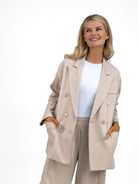 The Italian Collection Jacket Travel Blazer In Sand From The Italian Collection