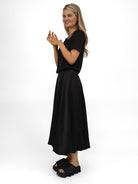 The Italian Collection Skirt Tulip A Line Satin Skirt In Black From The Italian Collection