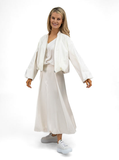 The Italian Collection Skirt Tulip A Line Satin Skirt In Champagne From The Italian Collection