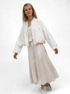 The Italian Collection Skirt Tulip A Line Satin Skirt In Champagne From The Italian Collection