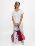 Vilagallo Bag One Size Bikini Beach Bag In Red And White From Vilagallo