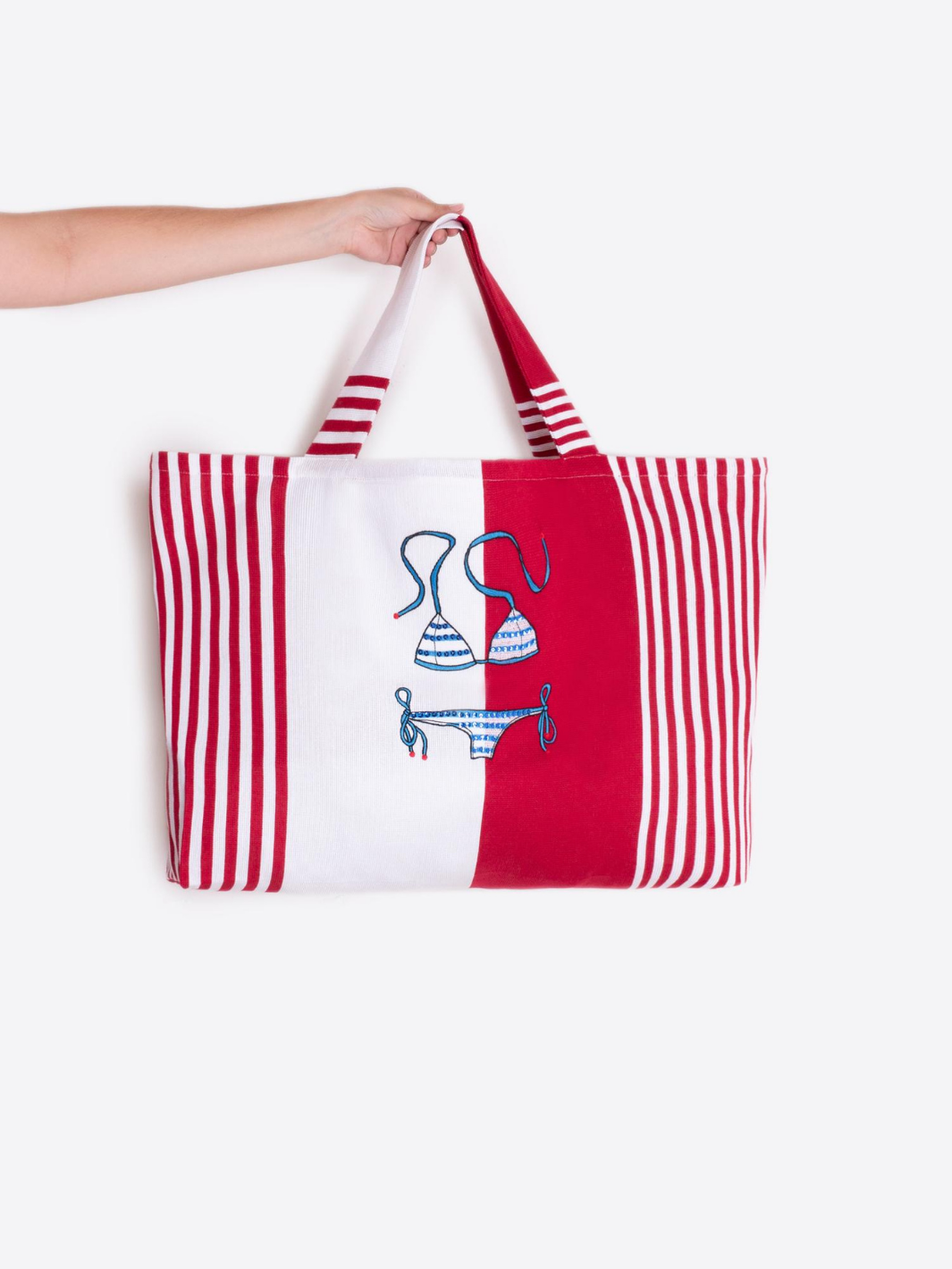 Vilagallo Bag One Size Bikini Beach Bag In Red And White From Vilagallo