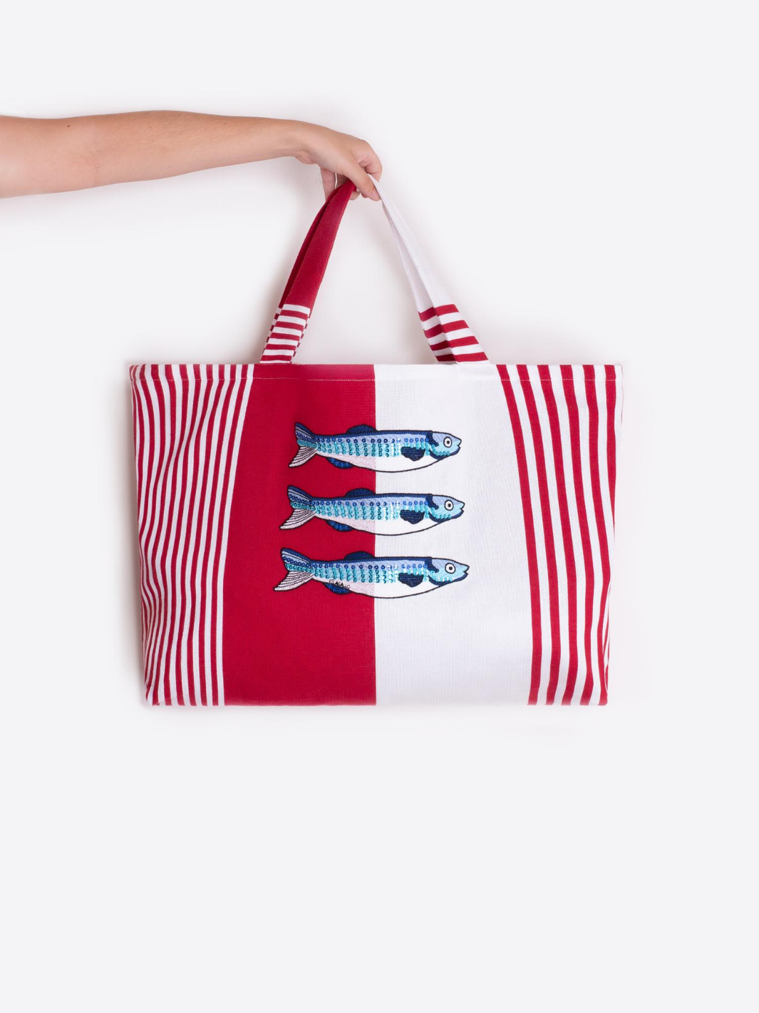 Vilagallo Bag One Size Bikini Beach Bag In Red And White From Vilagallo