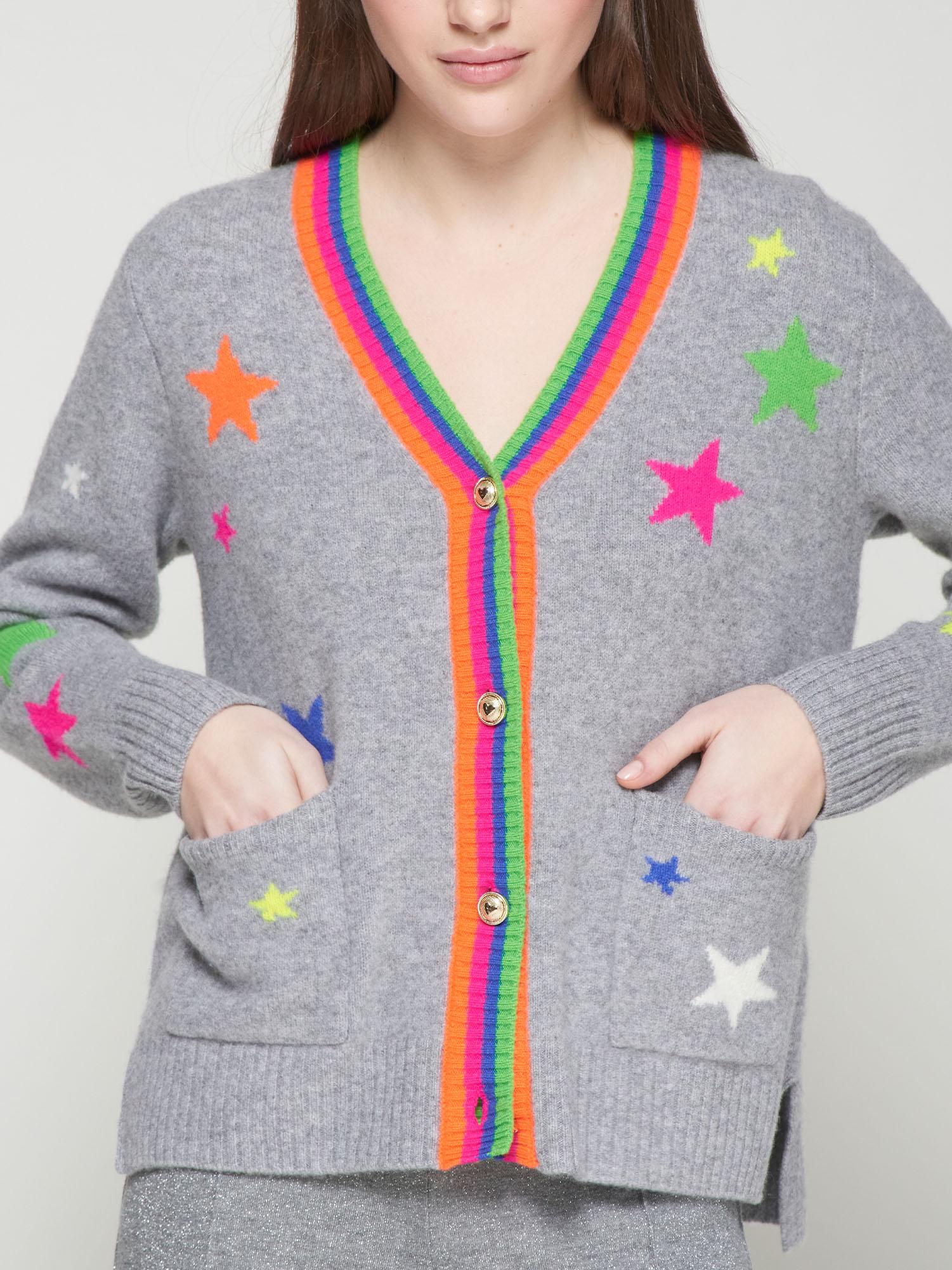 Vilagallo Cardigan Grey Multicolour Knitwear Cardigan