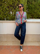Vilagallo Cardigan Neon Stars Multicolour Wool Cardigan