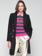 Vilagallo Coat Black Coat With Bee Buttons