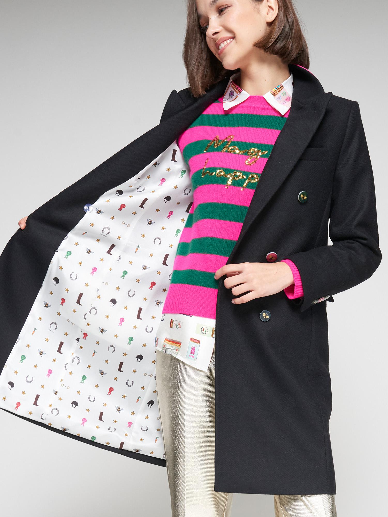 Vilagallo Coat Black Coat With Bee Buttons