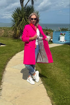 Vilagallo Coat Neon Wool Coat in Fuchsia