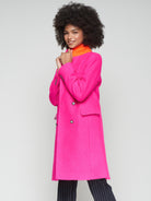 Vilagallo Coat Neon Wool Coat in Fuchsia