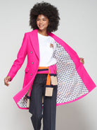 Vilagallo Coat Neon Wool Coat in Fuchsia