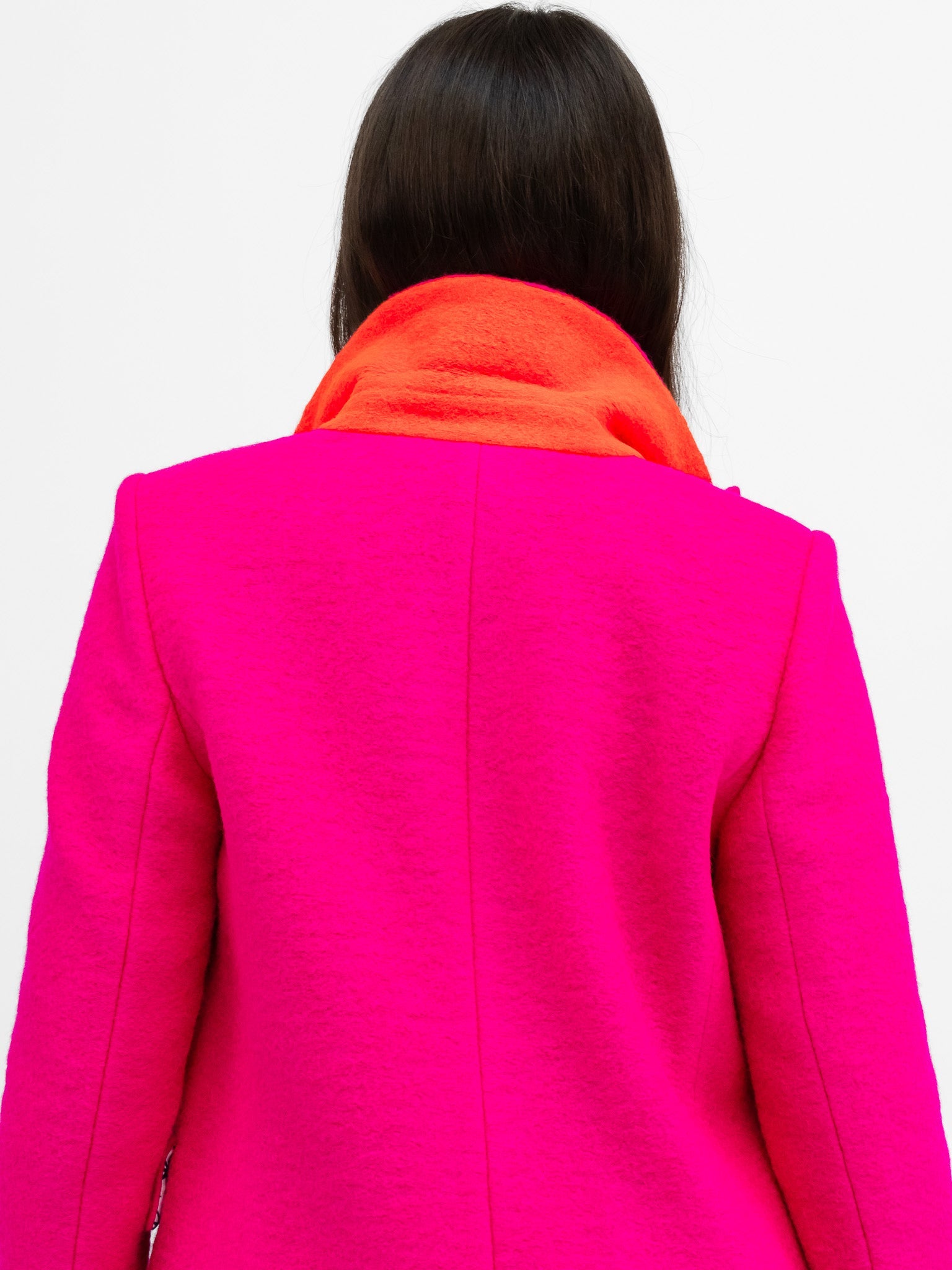 Vilagallo Coat Neon Wool Coat in Fuchsia
