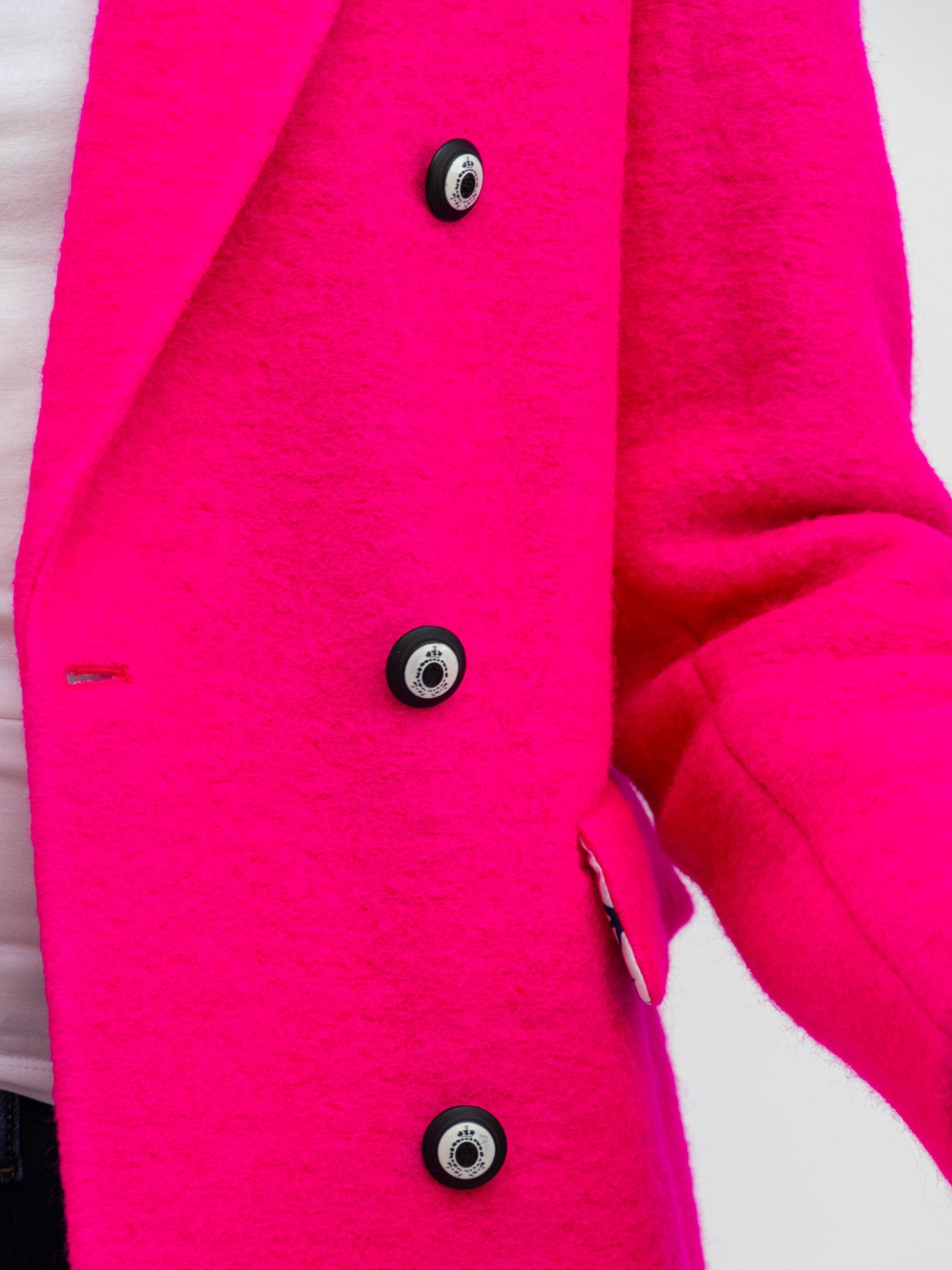 Vilagallo Coat Neon Wool Coat in Fuchsia