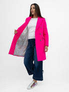 Vilagallo Coat Neon Wool Coat in Fuchsia