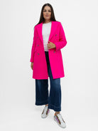 Vilagallo Coat Neon Wool Coat in Fuchsia