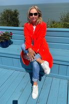 Vilagallo Coat Neon Wool Coat in Orange