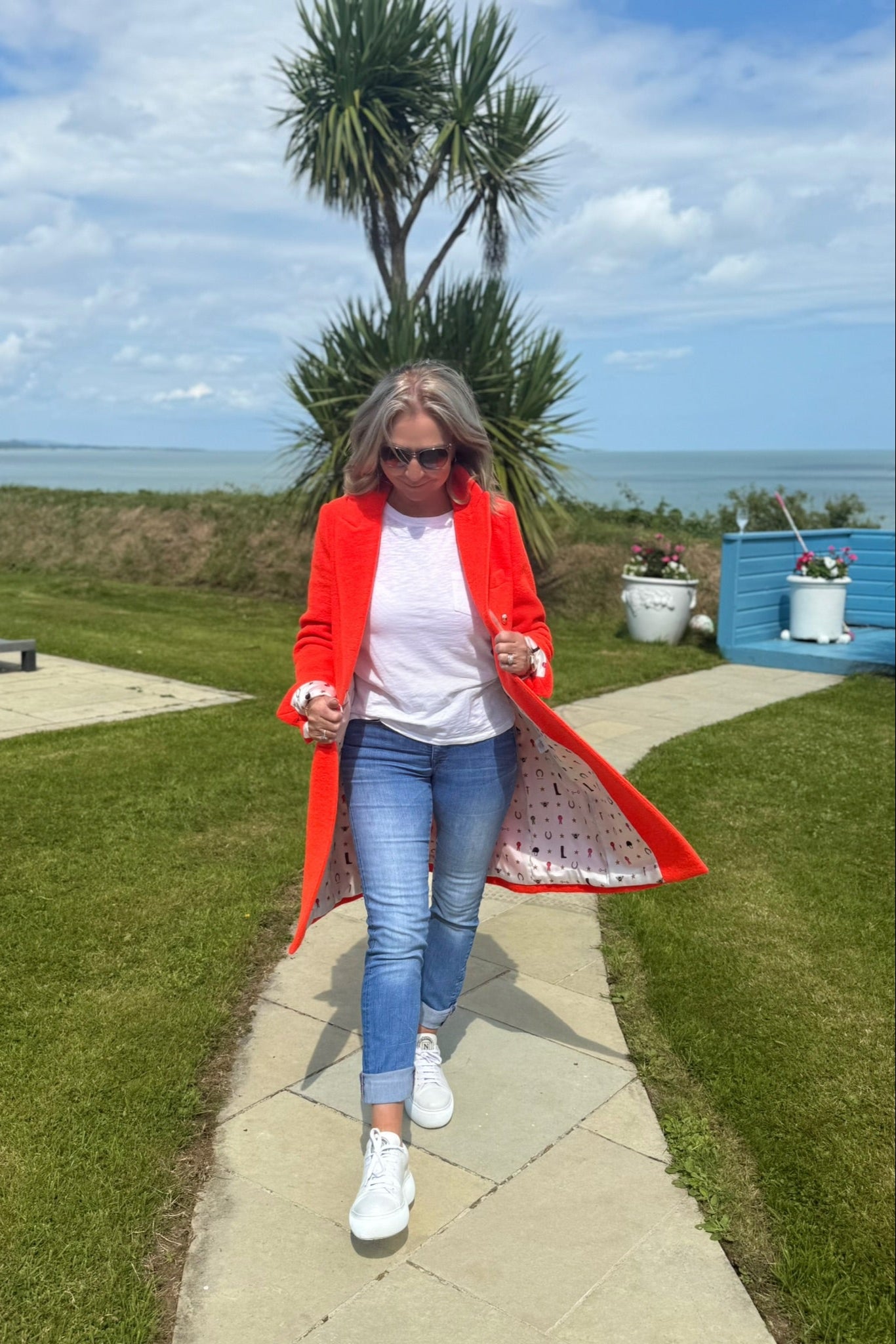 Vilagallo Coat Neon Wool Coat in Orange