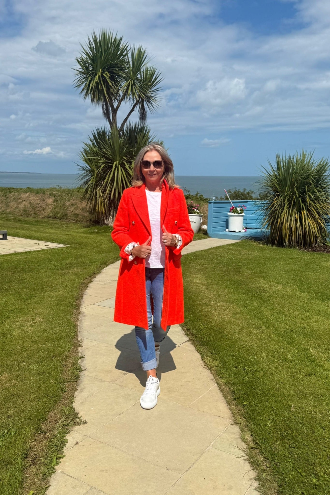 Vilagallo Coat Neon Wool Coat in Orange