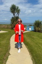 Vilagallo Coat Neon Wool Coat in Orange