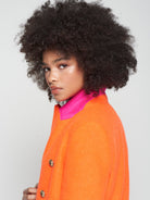 Vilagallo Coat Neon Wool Coat in Orange
