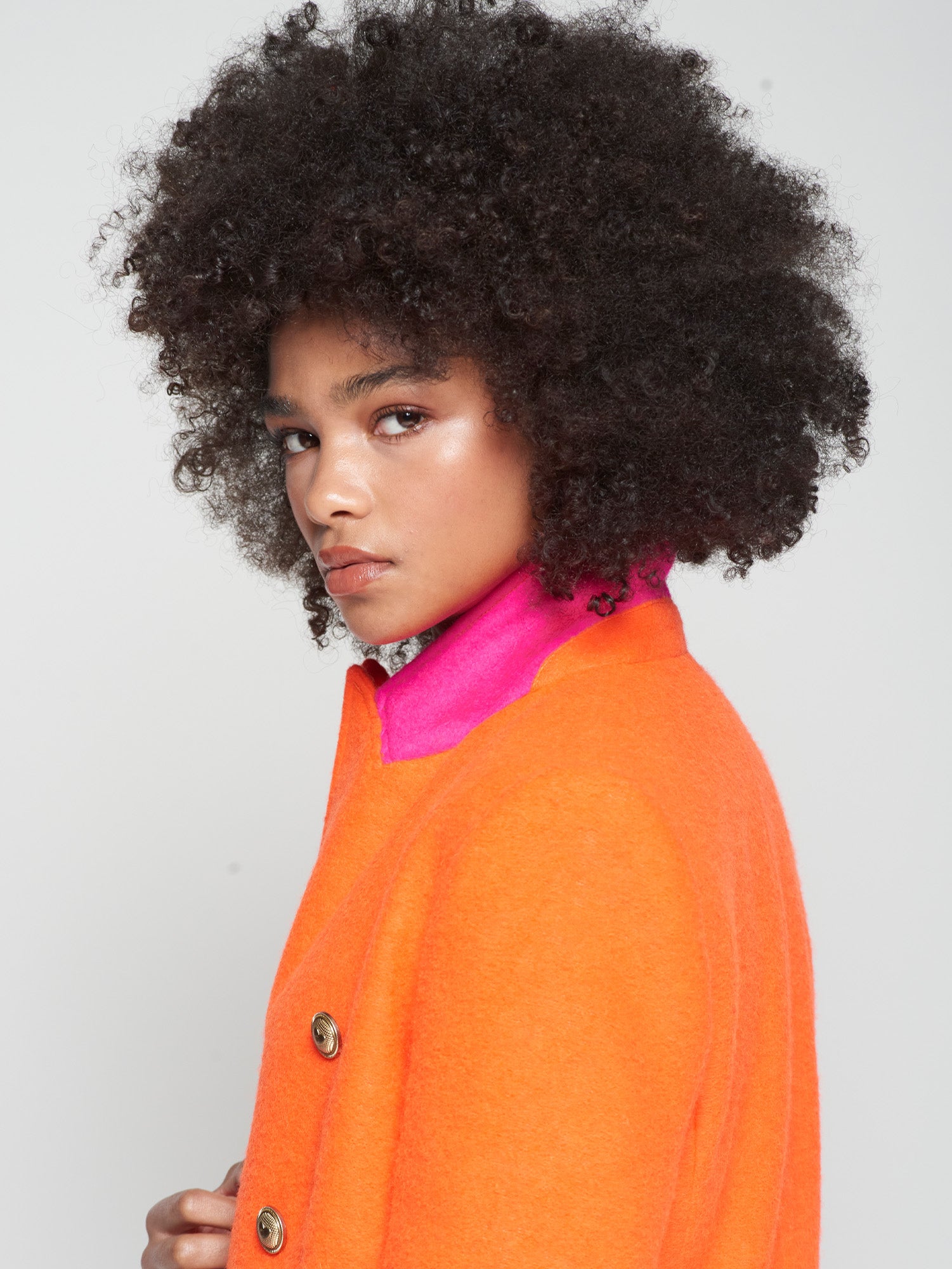 Vilagallo Coat Neon Wool Coat in Orange