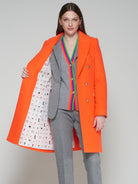 Vilagallo Coat Neon Wool Coat in Orange