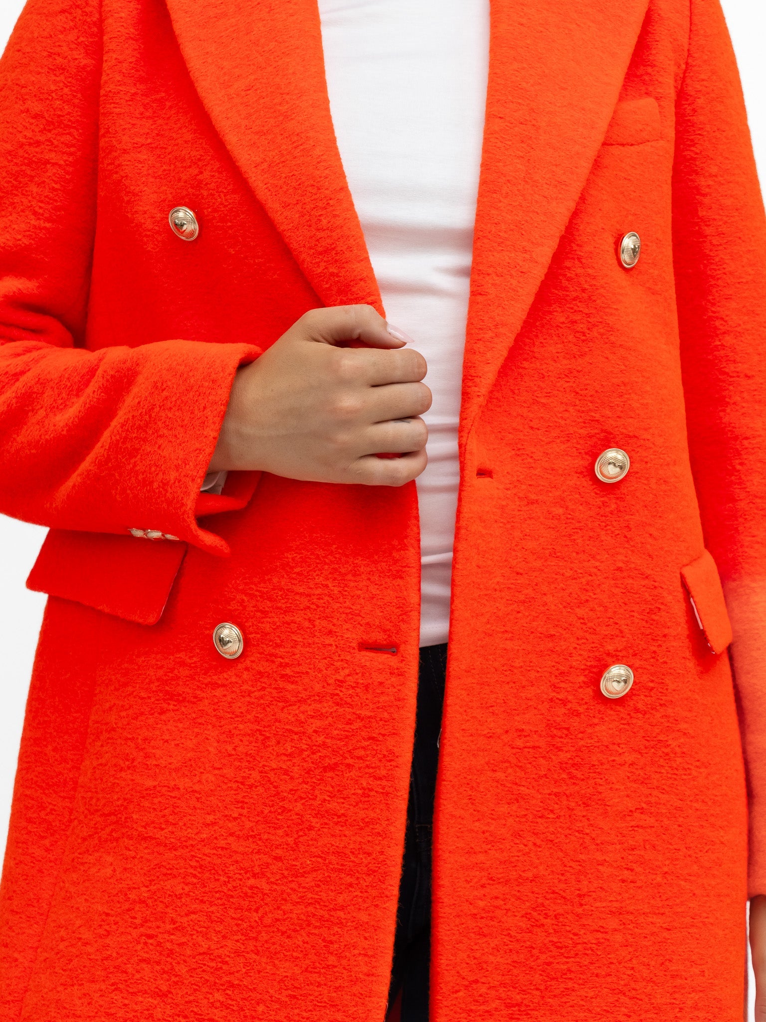 Vilagallo Coat Neon Wool Coat in Orange