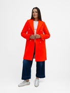 Vilagallo Coat Neon Wool Coat in Orange