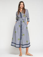 Vilagallo Dress Dress Brenda Maxi in Ikat Palm Print