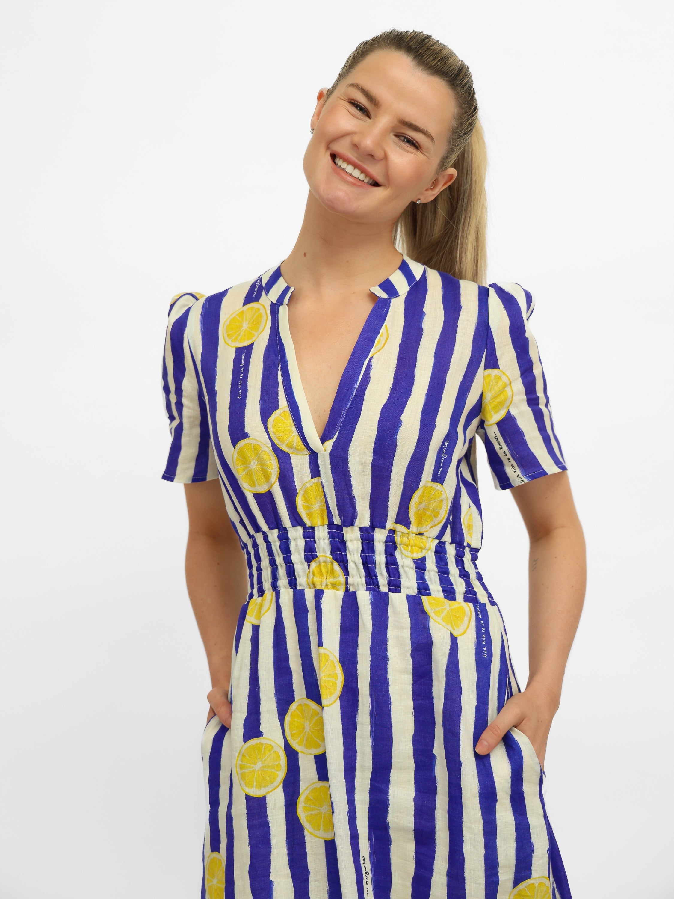 Vilagallo Dress Leila Striped Linen Dress