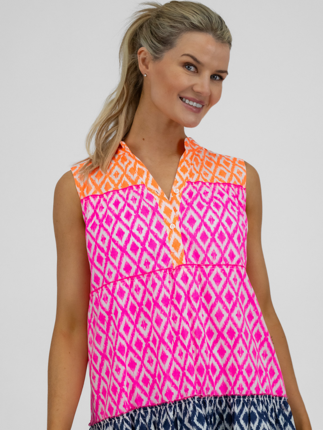 Vilagallo Dress Multi Coloured Print Mini Dress IKAT From Vilagallo