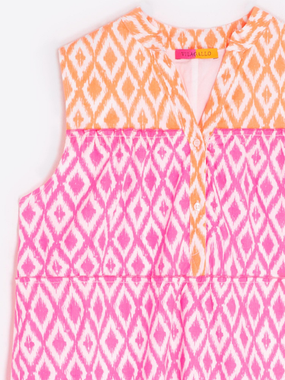 Vilagallo Dress Multi Coloured Print Mini Dress IKAT From Vilagallo