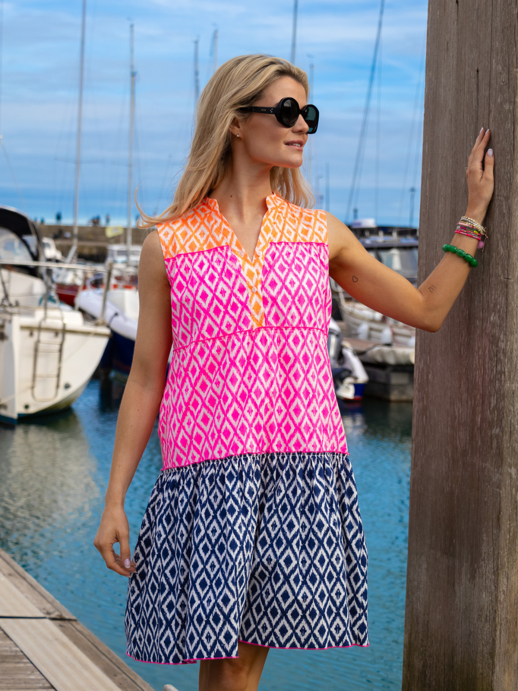 Vilagallo Dress Multi Coloured Print Mini Dress IKAT From Vilagallo
