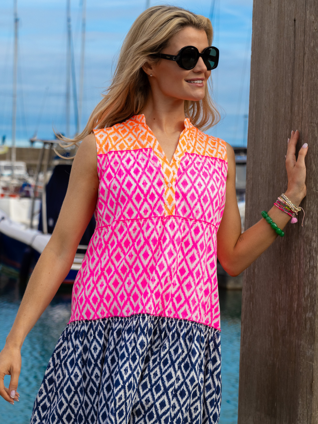 Vilagallo Dress Multi Coloured Print Mini Dress IKAT From Vilagallo