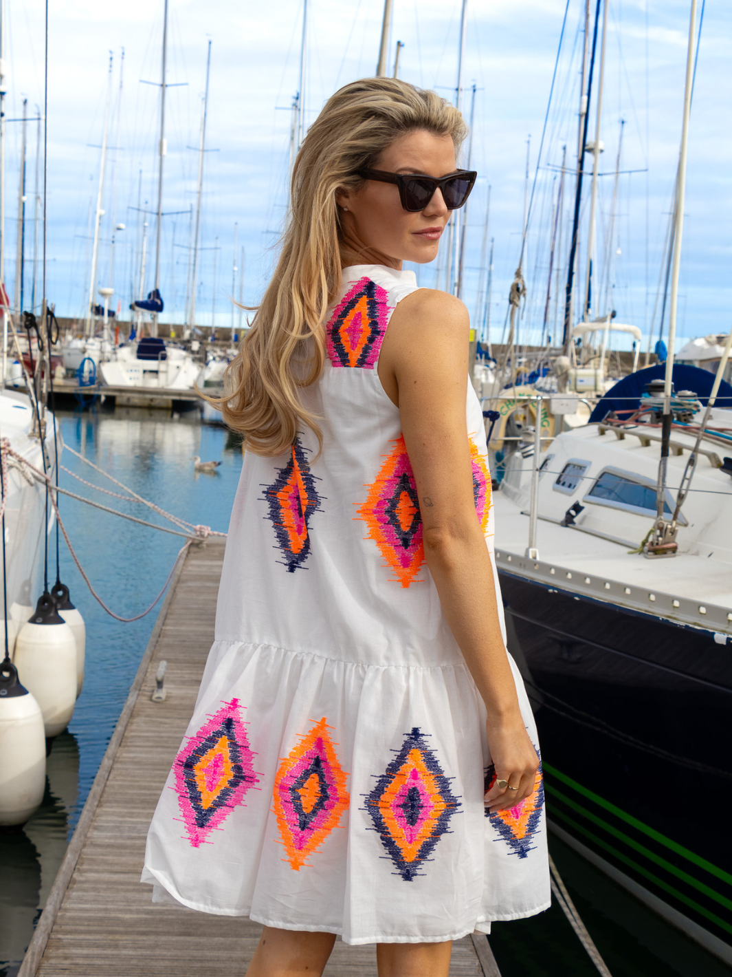 Vilagallo Dress Short Dress Macarena In White Print From Vilagallo