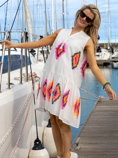 Vilagallo Dress Short Dress Macarena In White Print From Vilagallo