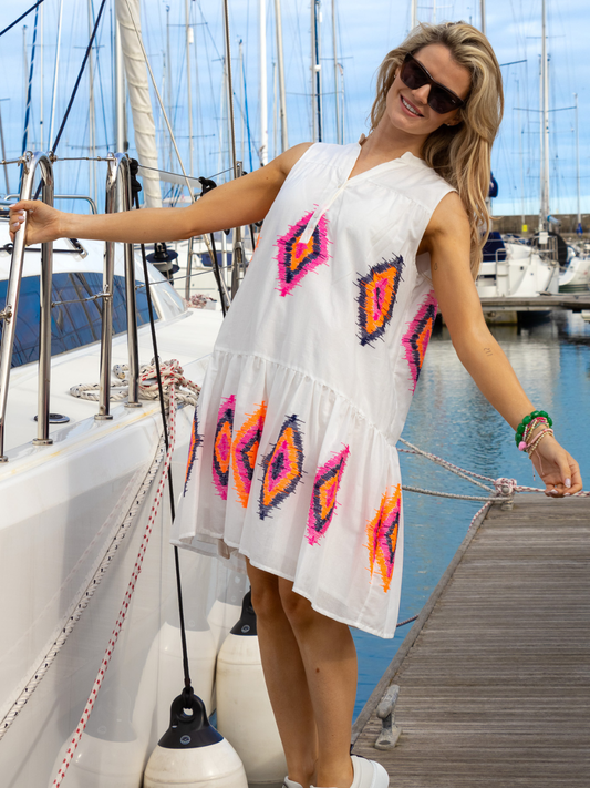 Vilagallo Dress Short Dress Macarena In White Print From Vilagallo