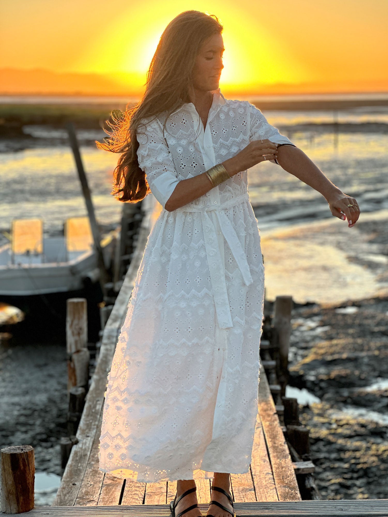 Vilagallo Dress White Embroidered Dress