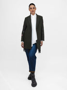 Vilagallo Jacket Amalia Graffiti Green Longline Blazer with Fringe