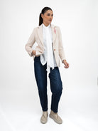 Vilagallo Jacket Corduroy Jacket with Equestrian Embroidery in Ecru