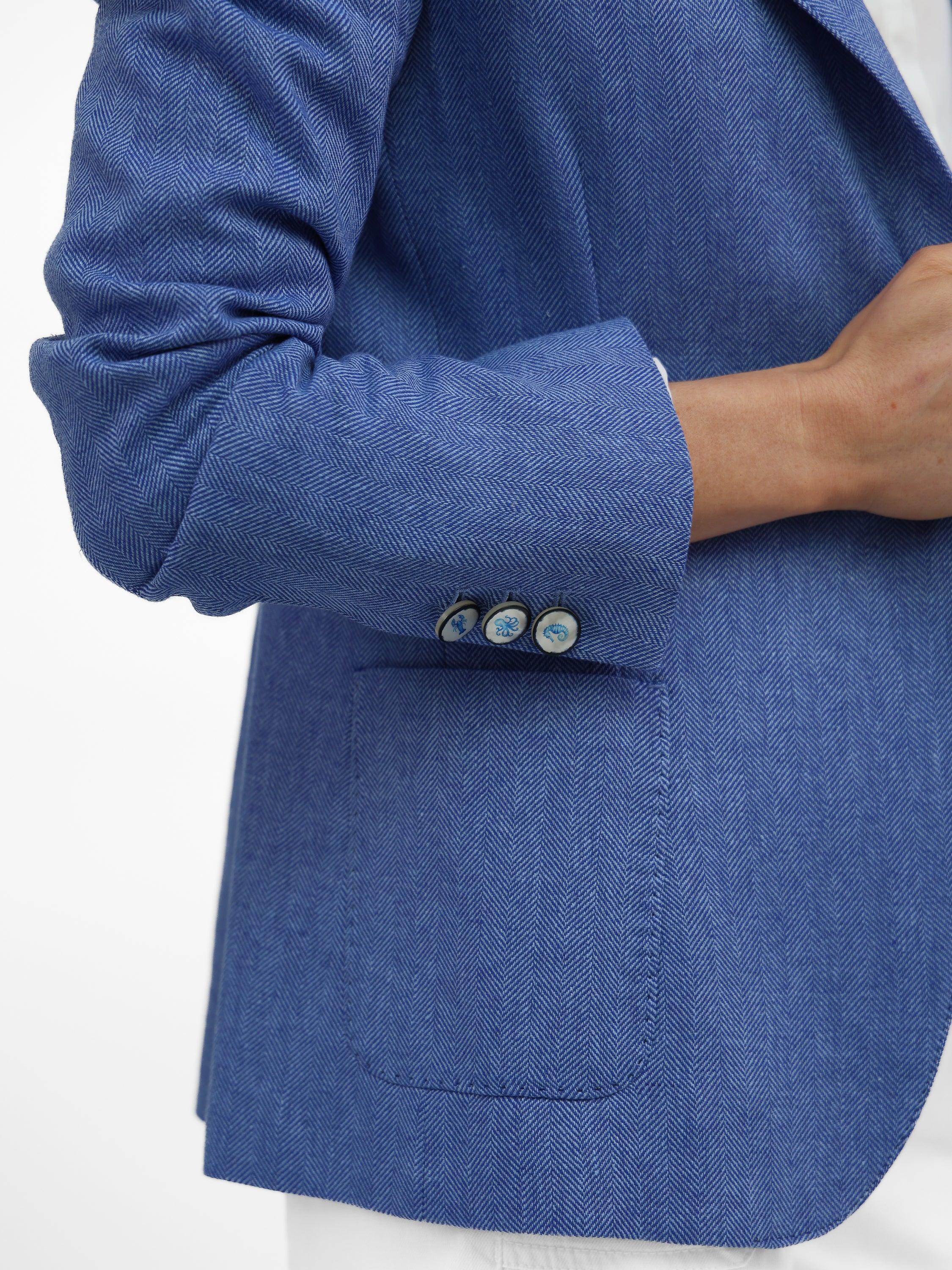 Vilagallo Jacket Gadea Herringbone Linen Blend Blazer in Light Blue