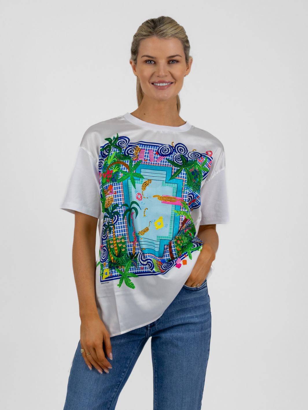 Vilagallo T Shirt Piscina Print KEIRA T-Shirt From Vilagallo