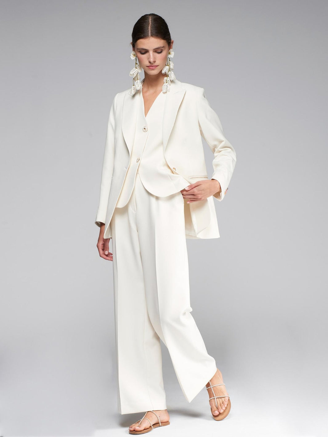 Vilagallo Trousers Cream Wide leg Trousers From Vilagallo