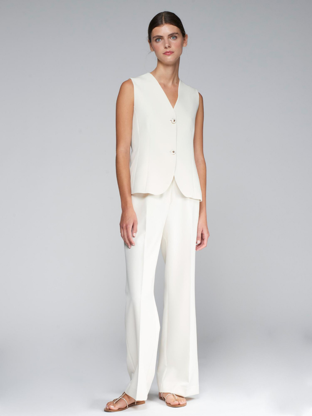 Vilagallo Trousers Cream Wide leg Trousers From Vilagallo
