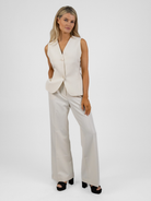 Vilagallo Trousers Cream Wide leg Trousers From Vilagallo