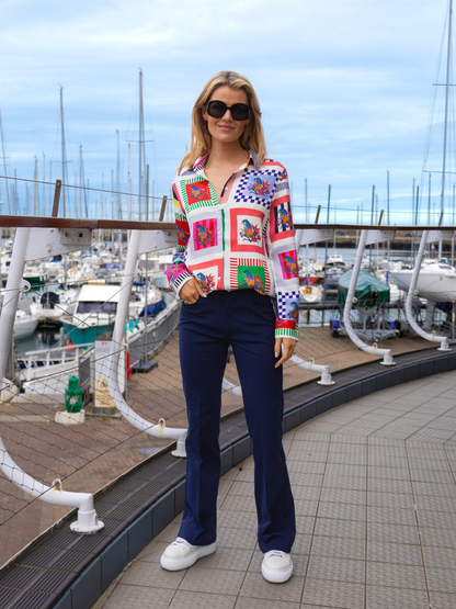 Vilagallo Trousers Stretch Trousers In Marino Navy From Vilagallo
