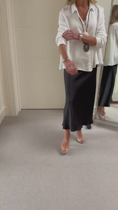 The Italian Collection Satin Bias Cut Skirt in Black